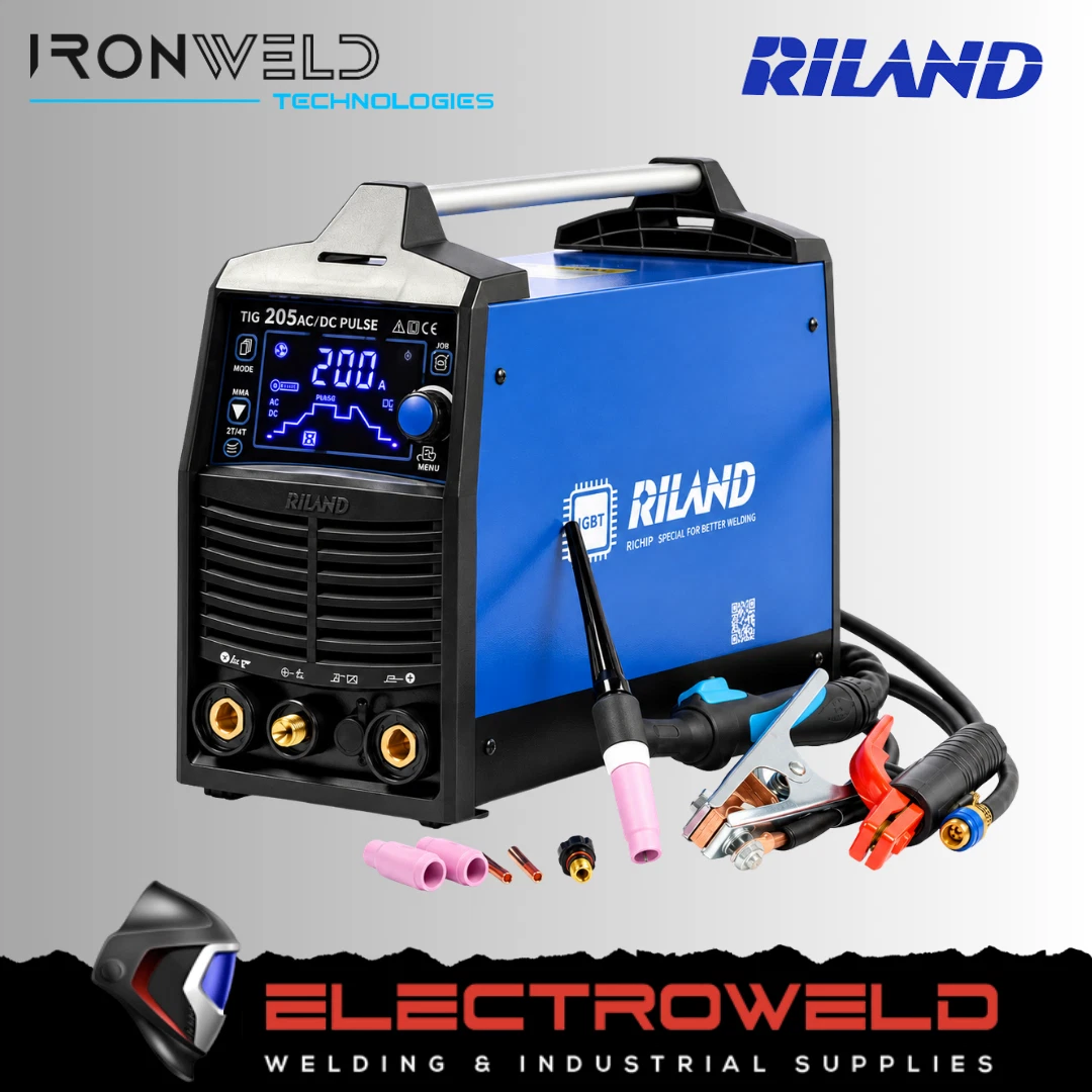 IRONWELD RILAND TIG 205 AC/DC Pulse TIG Stick Welder 200A - Aluminium / Steel / Stainless Steel 